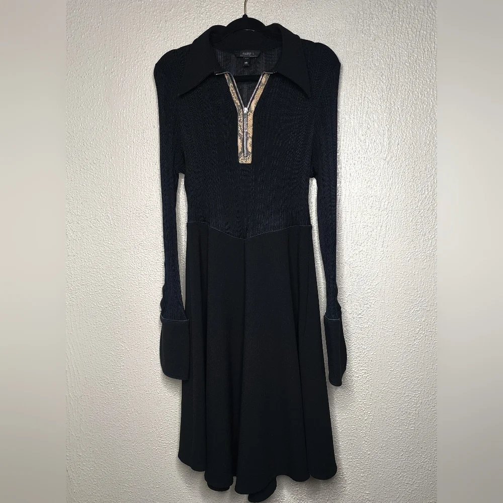 ELLERY Calabasas Zip Up Panel Long Sleeve Black Dress Size 14 - Picture 1 of 13